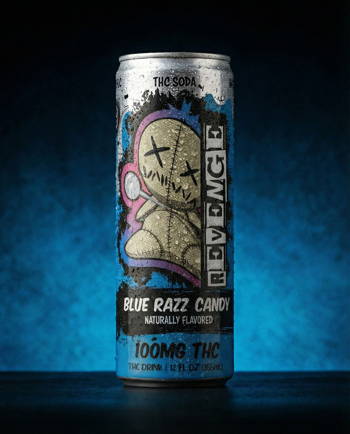 Revenge THC Soda - Blue Razz Candy - 100MG-1